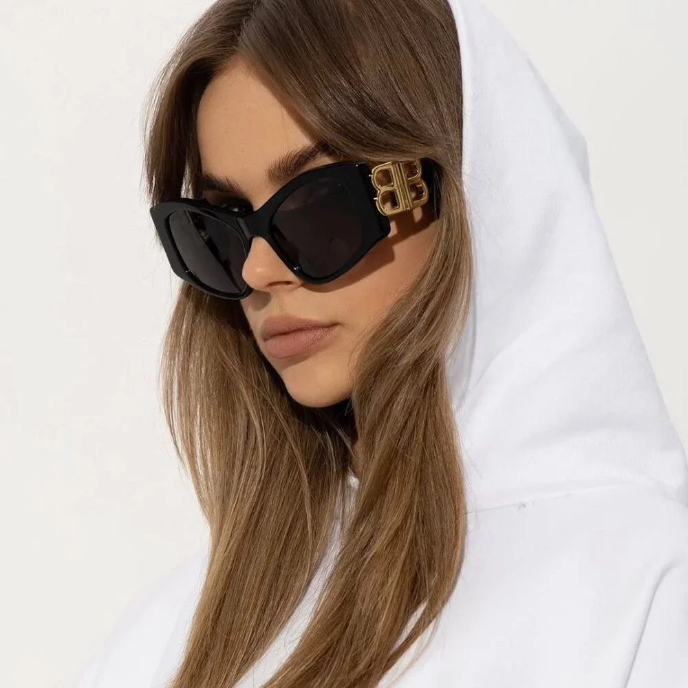 Final Sale! Balenciaga BB0287S 001 Black / Grey Cat Eye Sunglasses